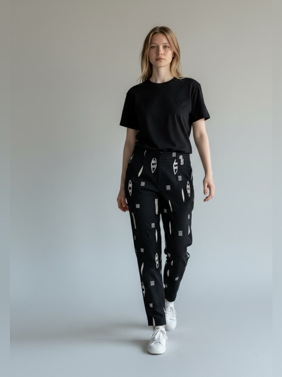 Burke Avenue Pants - Burke Avenue Black & Cream women’s flowing pants size Medium preowned.